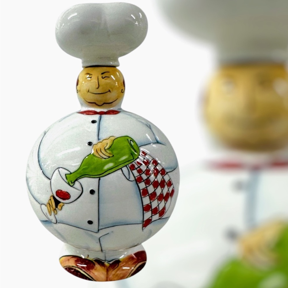 Godinger & Co:  Fat Chef Wine Server - Ceramic Oil Bottle- Collectible